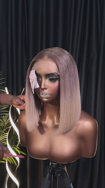 Premium Raw Straight Bob closure wig(Ash color)