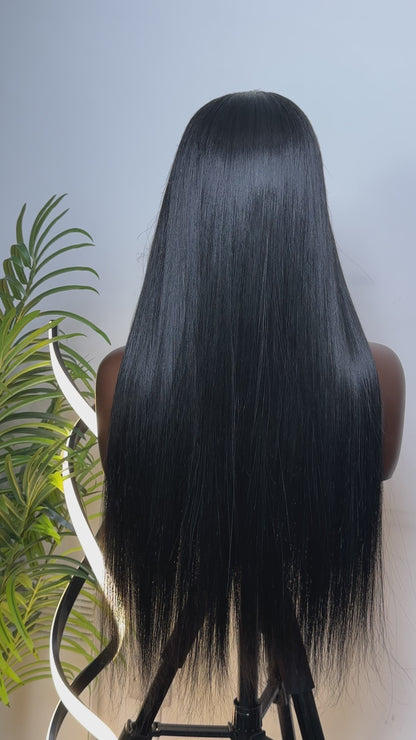 Straight Top Quality Frontal / Closure Jet Black wig