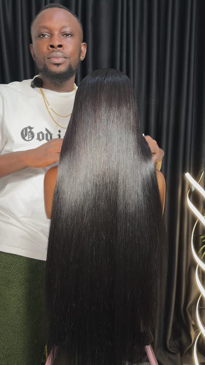 Premium Straight Raw Frontal Wig (Jet Black)